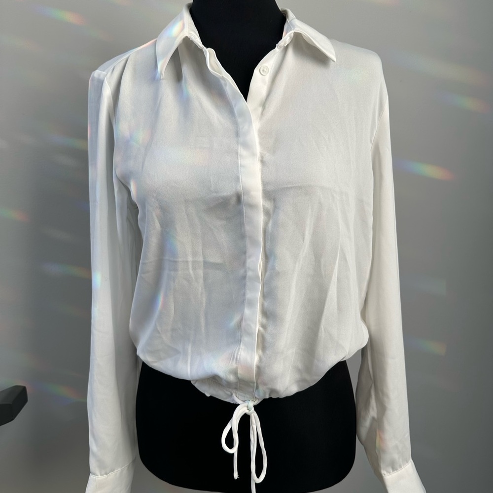 Dynamite Elegant White Button-Up Blouse